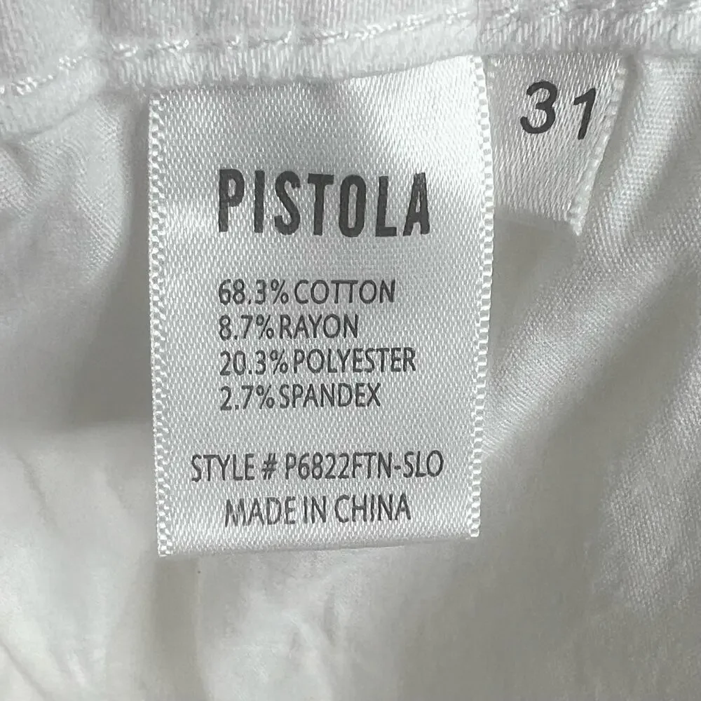 PISTOLA Jennifer Mid Rise Skinny Jeans Slimming Fit Stretch Denim White Size 31